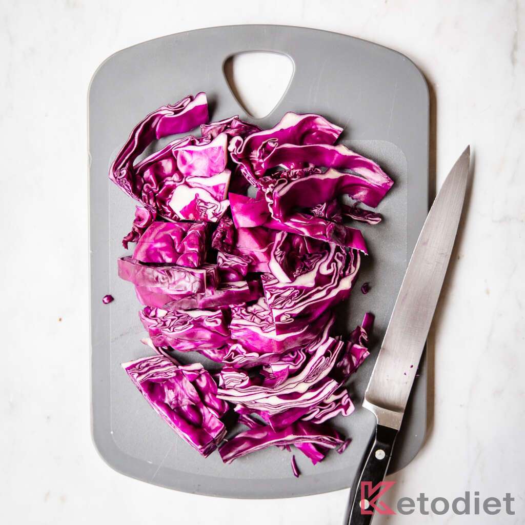 Sliced red cabbage.