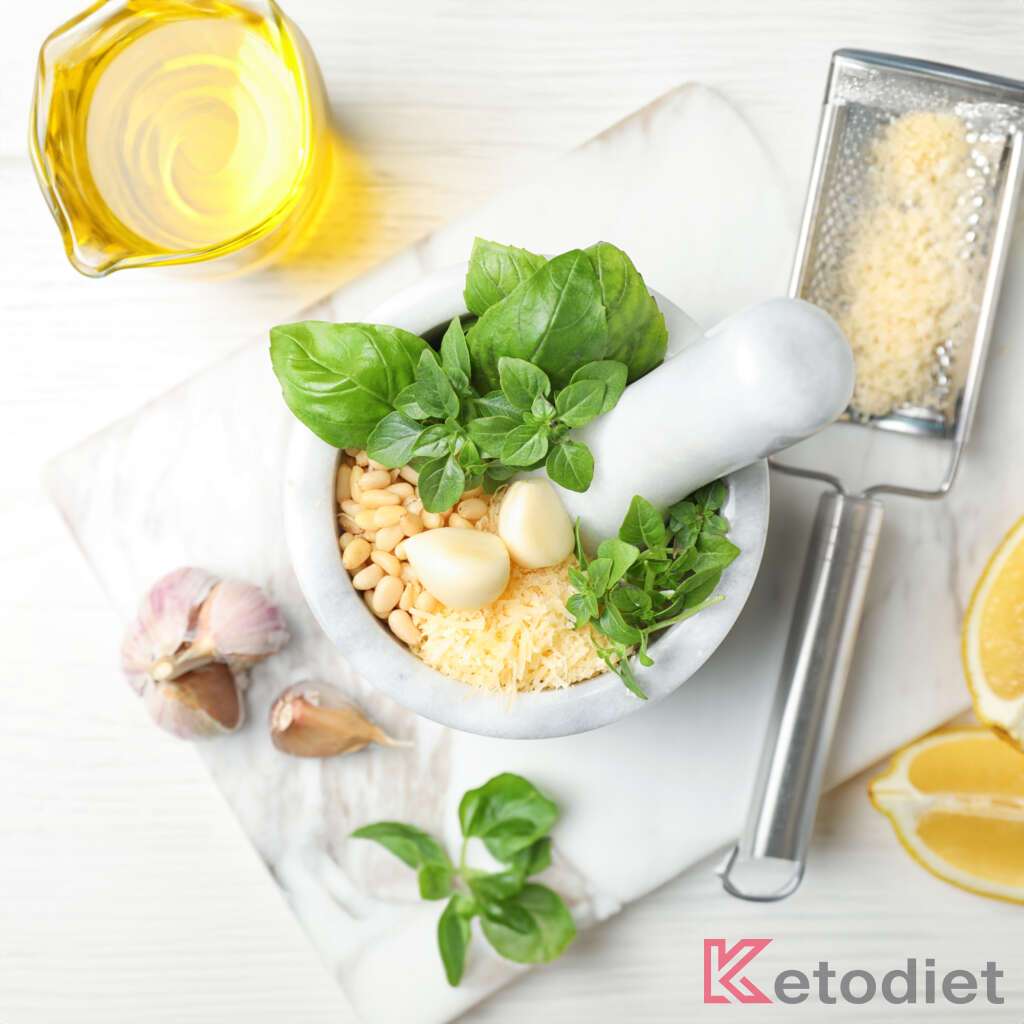 Pesto Sauce - universal pesto recipe using mortar and pestle.