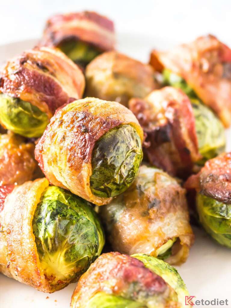 Low-Carb Bacon Wrapped Brussels Sprouts with Sweet Mustard Glaze recipe.