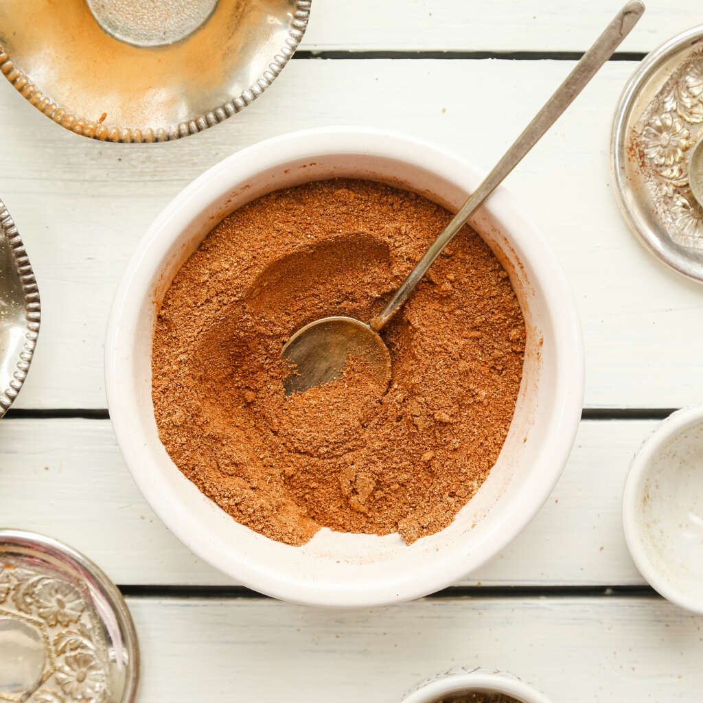 Pumpkin pie spices mixed in a bowl.