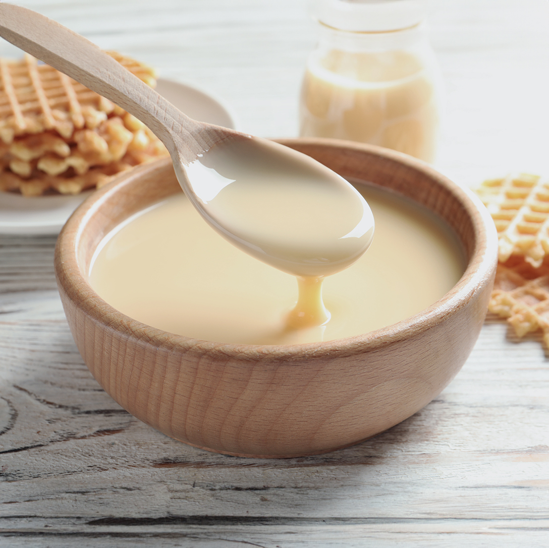 Freshly made sugar-free sweet condensed milk.