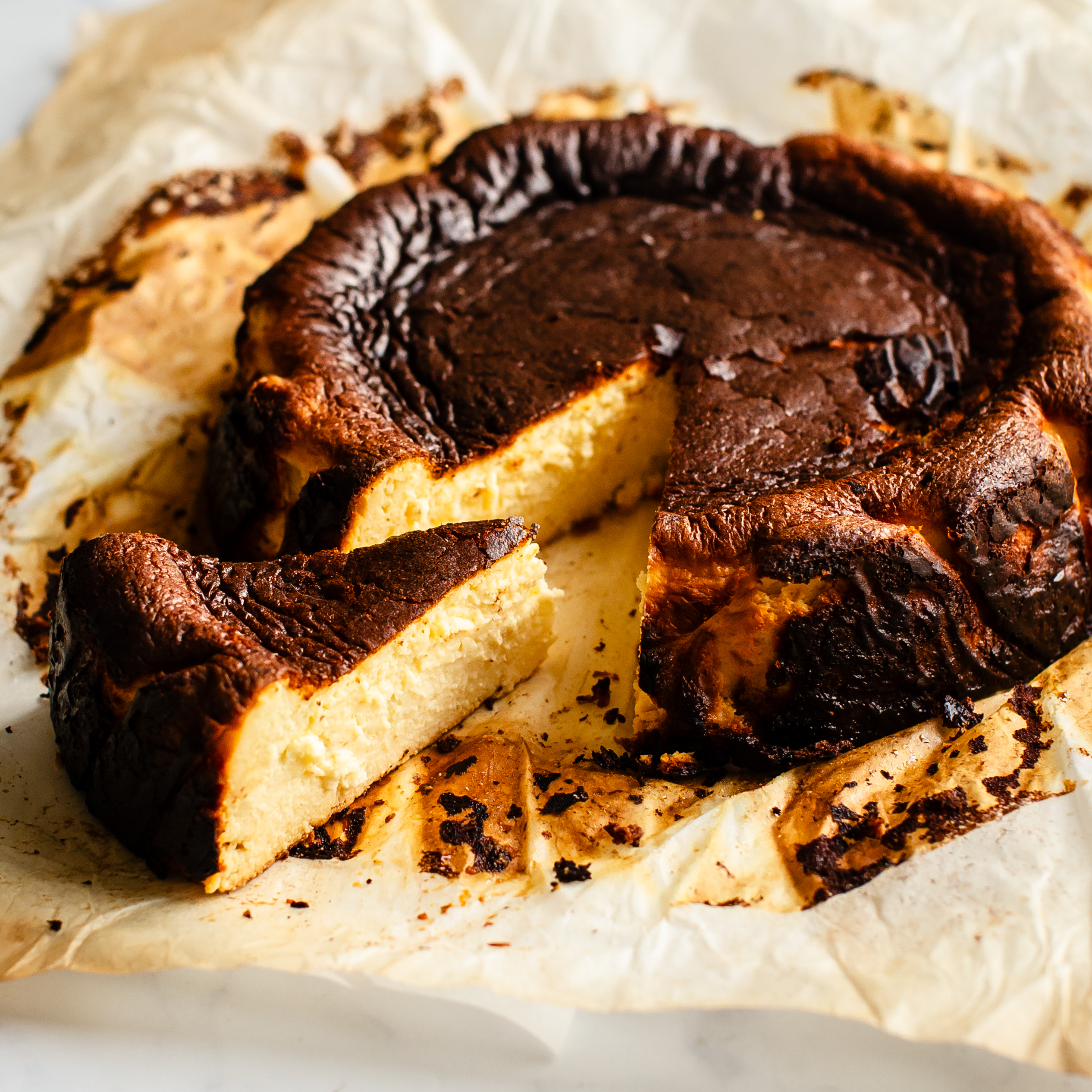 Baked Basque Burnt Cheesecake - Low-Carb Spanish Cheesecake.