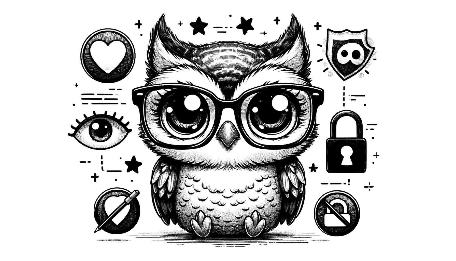 Cute own wearing glasses is privacy and security expect