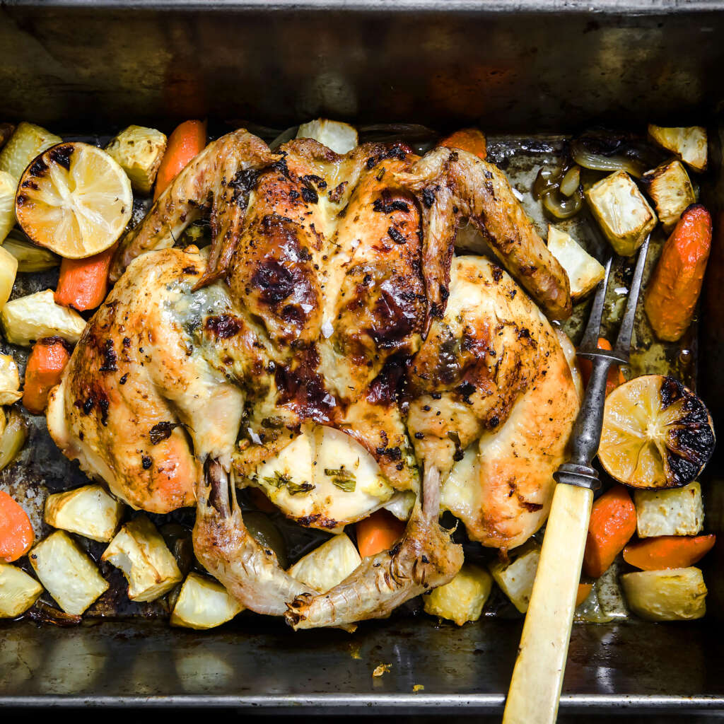 Crispy Spatchcock Chicken With Ginger and Lime recipe.