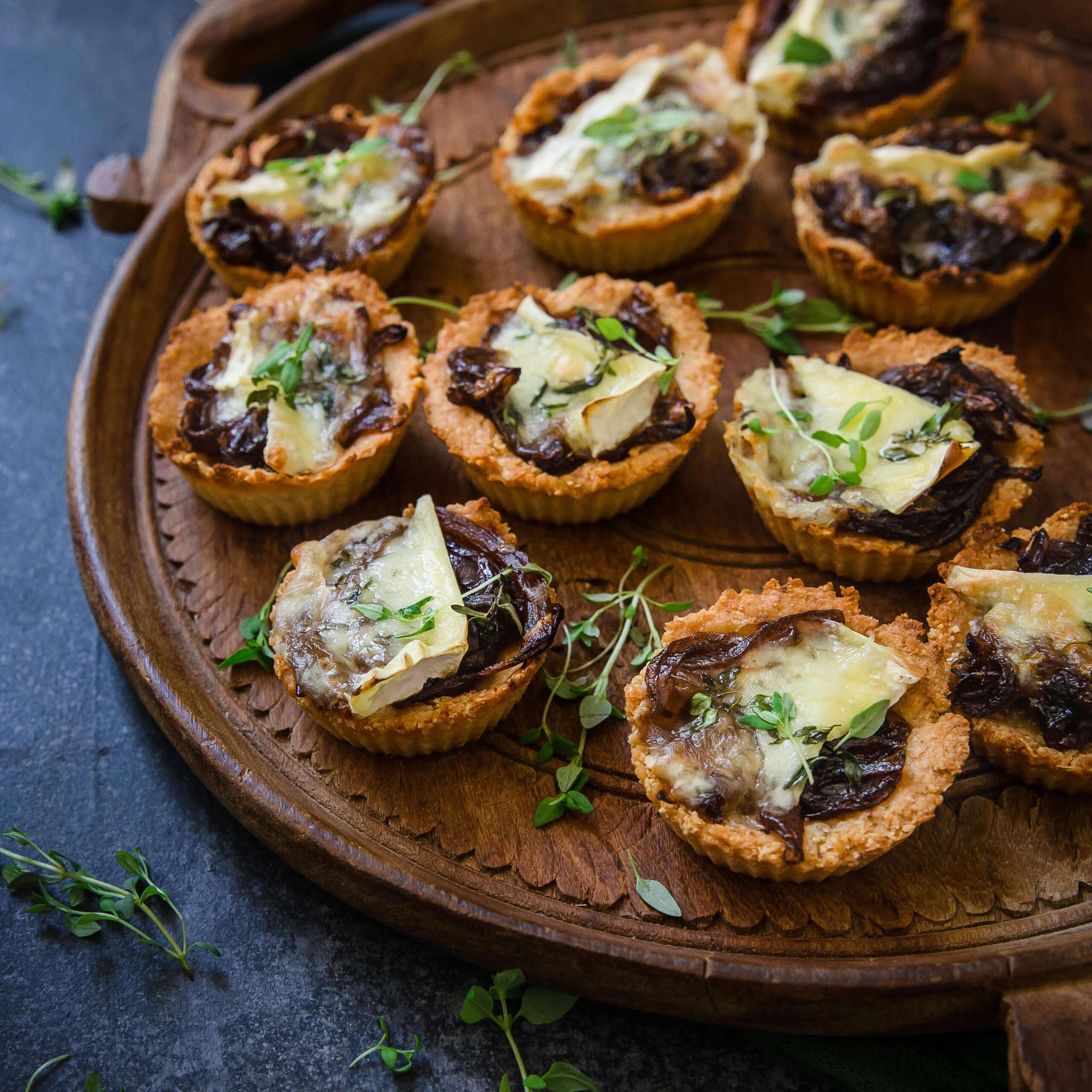 Easy Low-Carb Tarts with Brie and Caramelized Onion recipe.