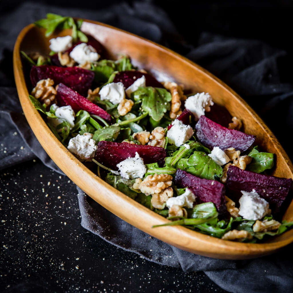 Easy Roasted Beetroot & Goat Cheese Salad recipe.