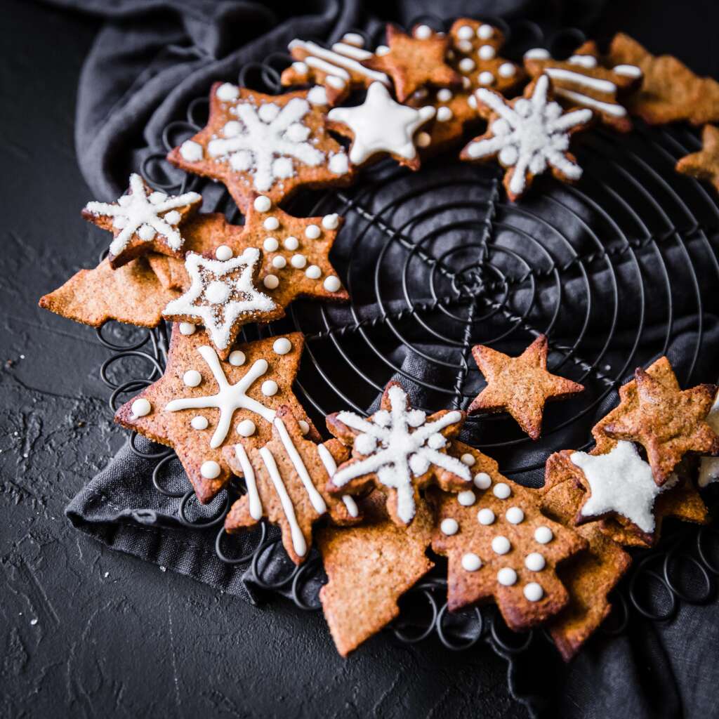 The Best Low-Carb Gingerbread Cookies recipe with royal icing.