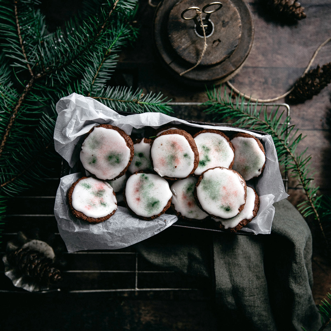 Low-Carb Glazed Chocolate Christmas Cookies recipe.
