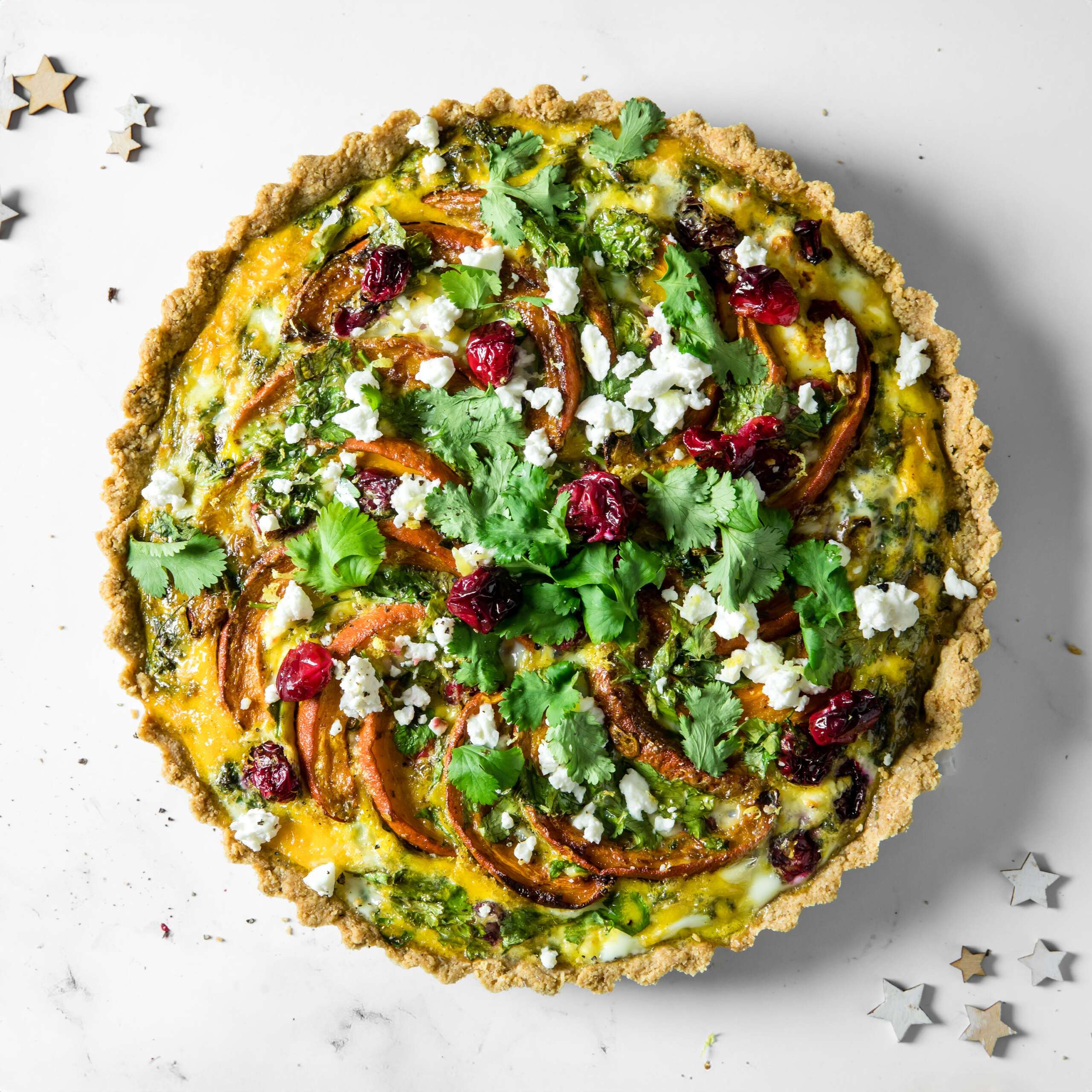 Low-Carb Quiche with Pumpkin, Feta and Cranberries recipe.
