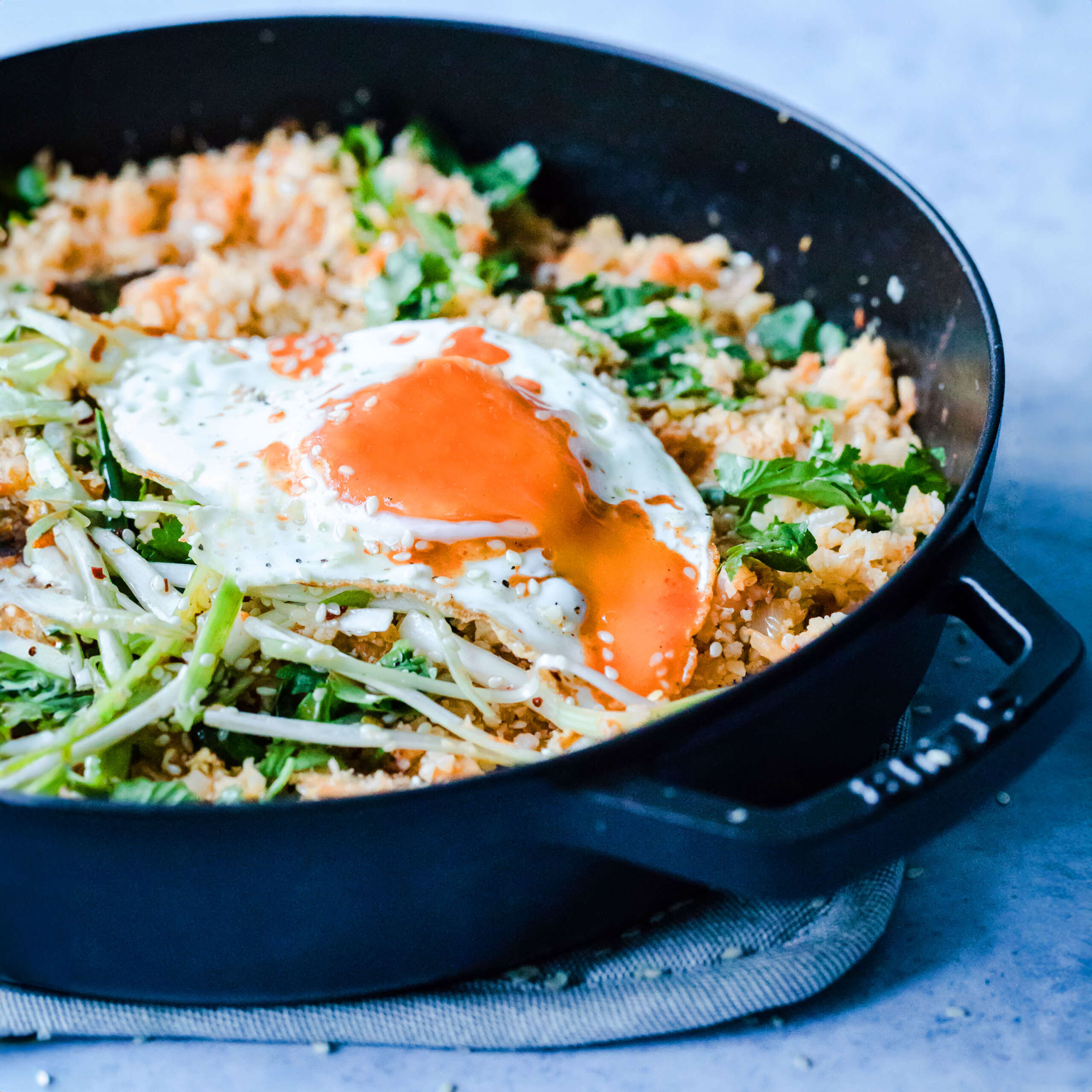 Easy Kimchi Fried Cauliflower Rice Recipe
